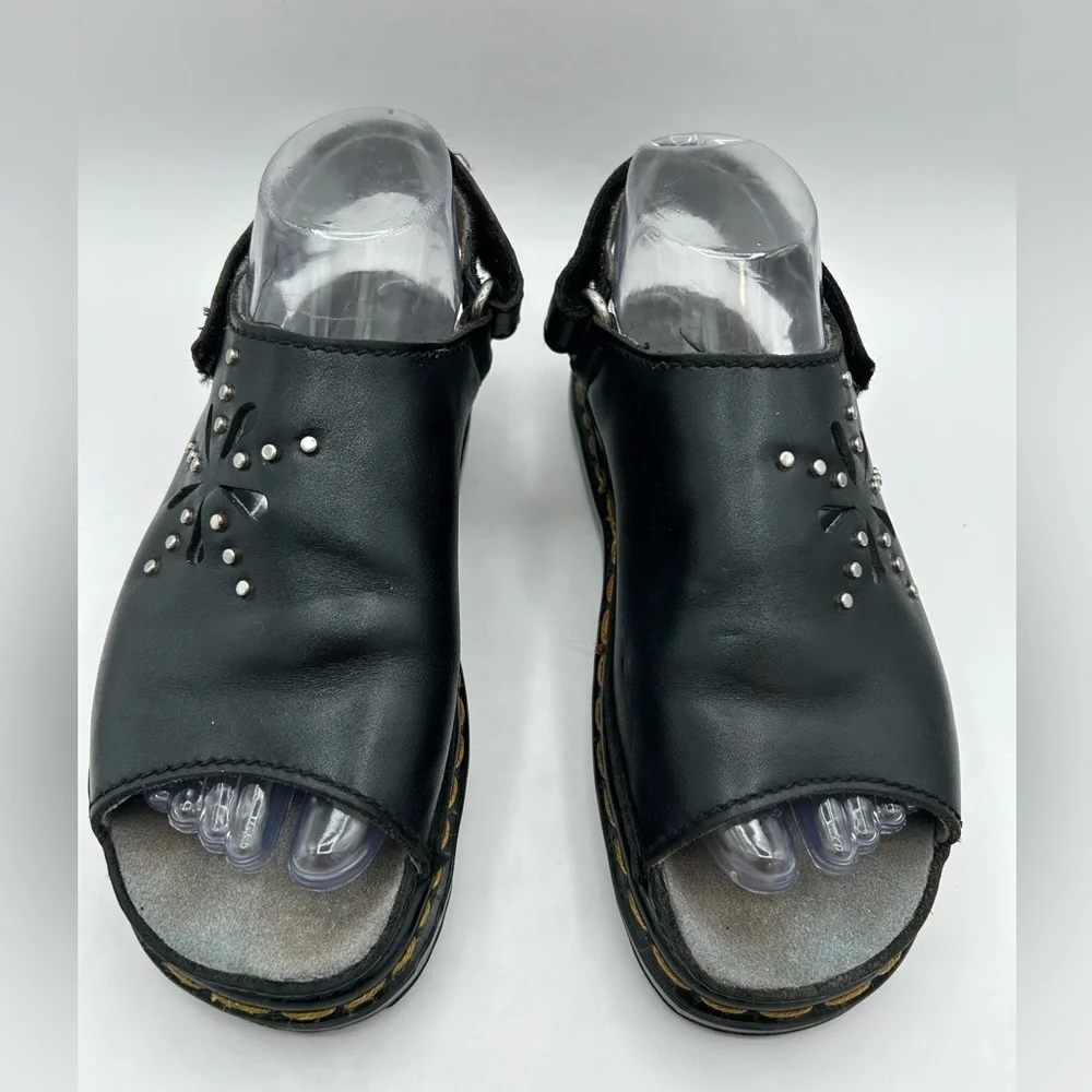 RARE Dr. Martens vintage deadstock black  flower cutout Chunky Sandals England 7 - Picture 6 of 12
